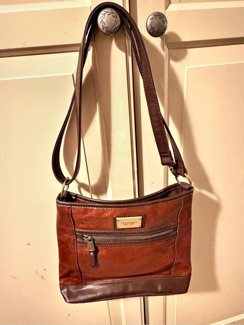 Tignanello Brown Leather Crossbody Bag
